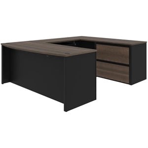Bestar Connexion 5 Piece U Shaped Computer Desk in Antigua and Black