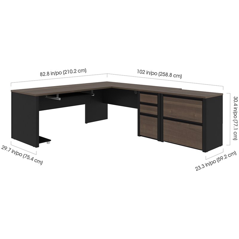 Bestar Connexion 5 Piece L Shaped Office Set in Antigua and Black