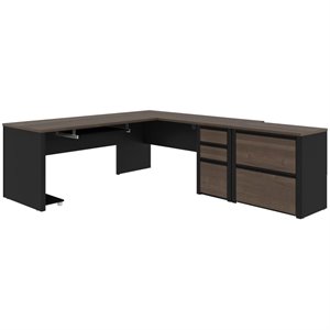 Bestar Connexion 5 Piece L Shaped Office Set in Antigua and Black