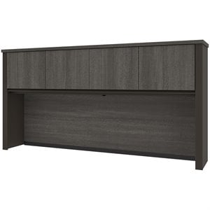 Bestar Prestige Plus Credenza Hutch in Bark Gray and Slate