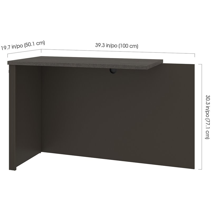 Bestar Prestige Plus Desk Return in Bark Gray and Slate