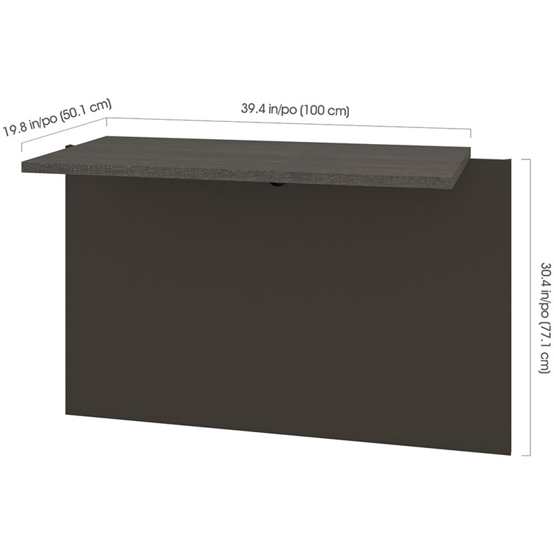 Bestar Prestige Plus Desk Bridge in Bark Gray and Slate