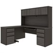 Bestar Prestige Plus 6 Piece L Shaped Computer Desk with Hutch in Bark Gray
