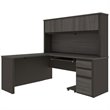 Bestar Prestige Plus 5 Piece L Shaped Computer Desk with Hutch in Bark Gray