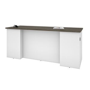 Bestar Norma 71&quot Desk Shell in Walnut Gray and White