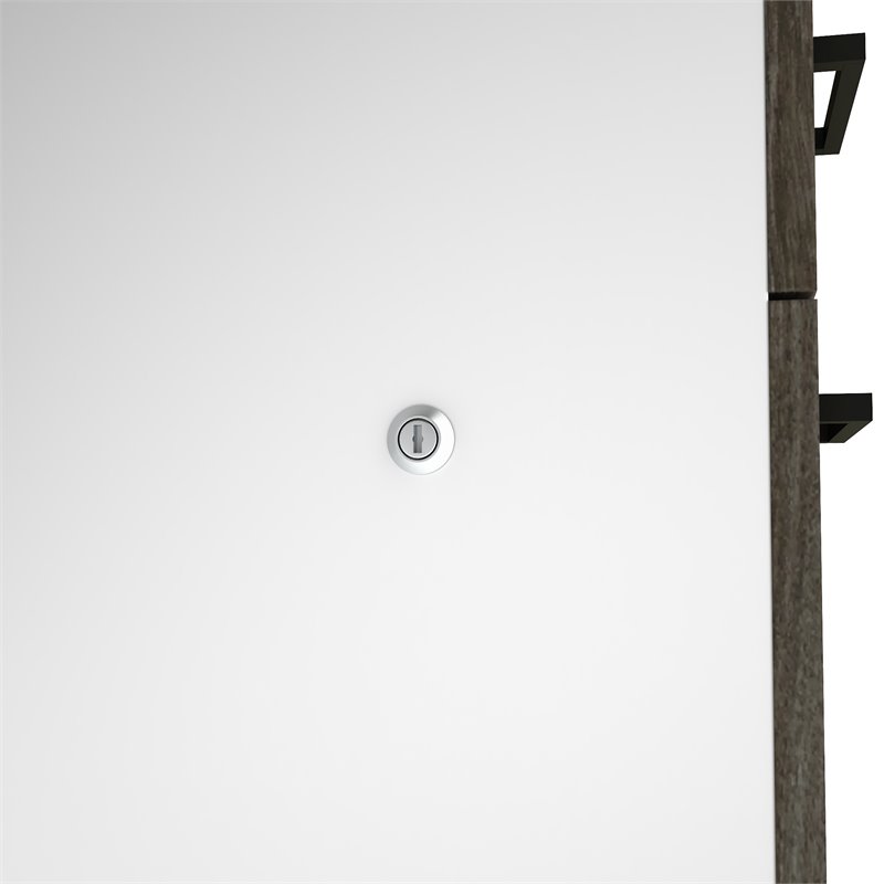 Bestar Norma L Shaped Computer Desk in Walnut Gray and White