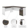 Bestar Norma L Shaped Computer Desk in Walnut Gray and White