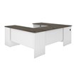 Bestar Norma U Shaped Computer Desk in Walnut Gray and White