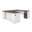 Bestar Norma U Shaped Computer Desk in Walnut Gray and White