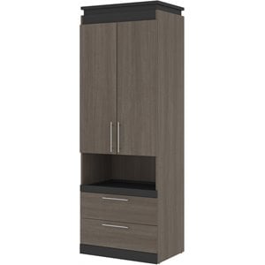 Bestar Orion 30&quot Storage Cabinet with Pull-Out Shelf in Bark Gray and Graphite
