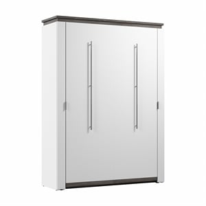 Bestar Orion 61&quot Full Murphy Bed in White and Walnut Gray