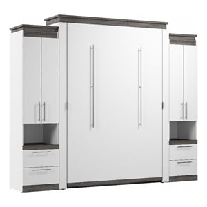 Bestar Orion 104&quot Queen Murphy Bed with 2 Storage Cabinets in White