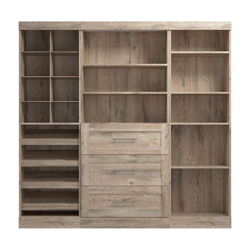 Bestar Pur 86W Closet Organizer System in Rustic Brown - Engineered Wood