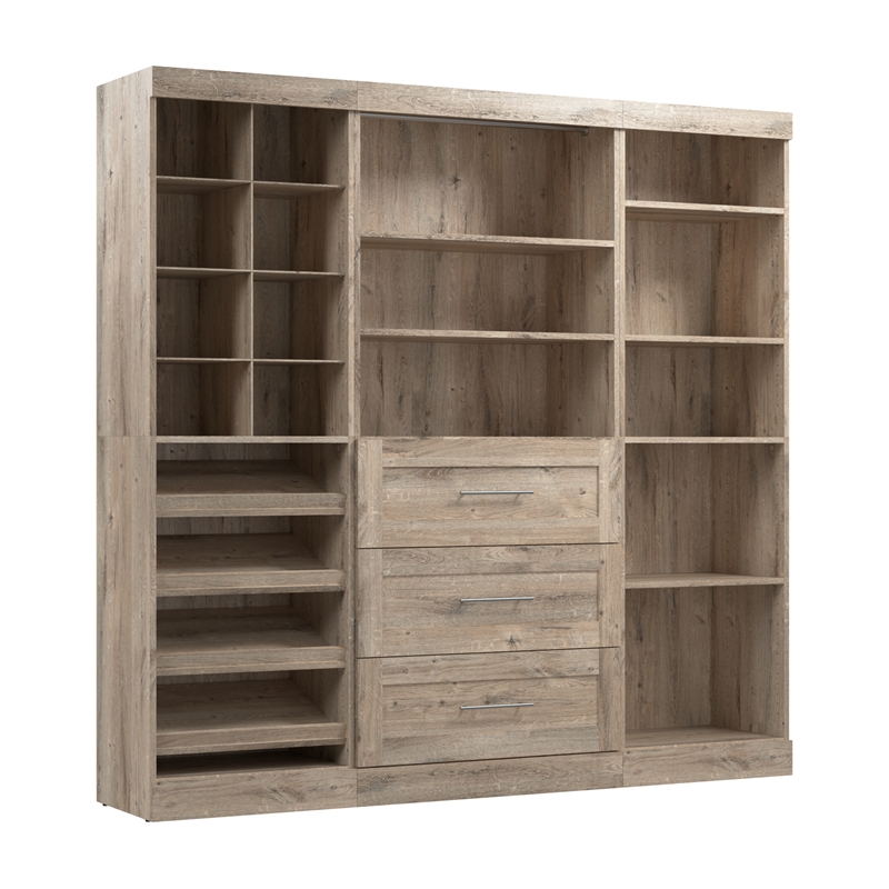 Bestar Pur 86W Closet Organizer System in Rustic Brown - Engineered Wood