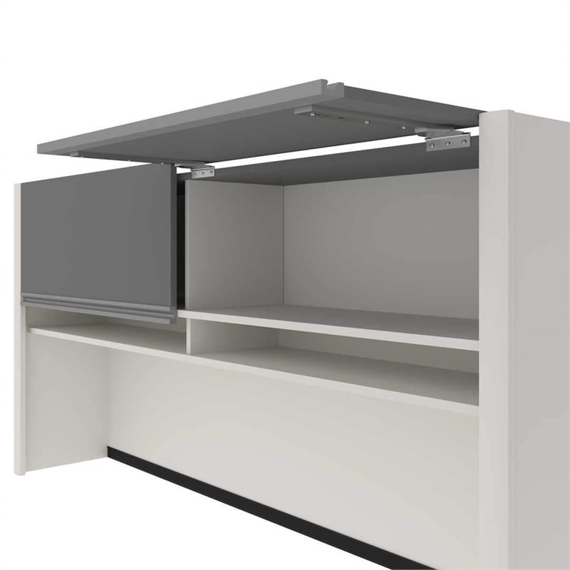 Bestar Connexion Office Credenza Hutch in Slate & Sandstone