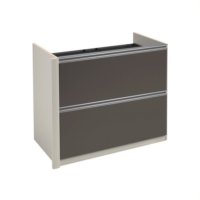 Bestar Connexion RTA Oversized Pedestal Slate Sandstone Filing Cabinet