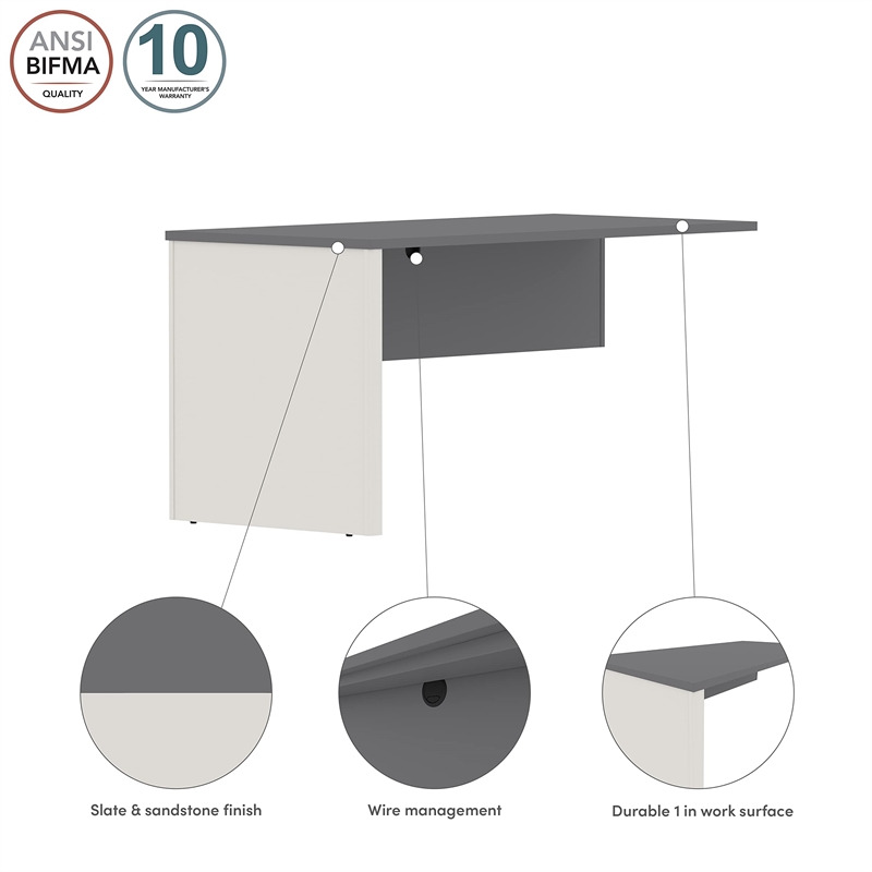 Bestar Connexion Return Table for Computer Desk Set in Slate and Sandstone