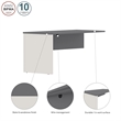 Bestar Connexion Return Table for Computer Desk Set in Slate and Sandstone