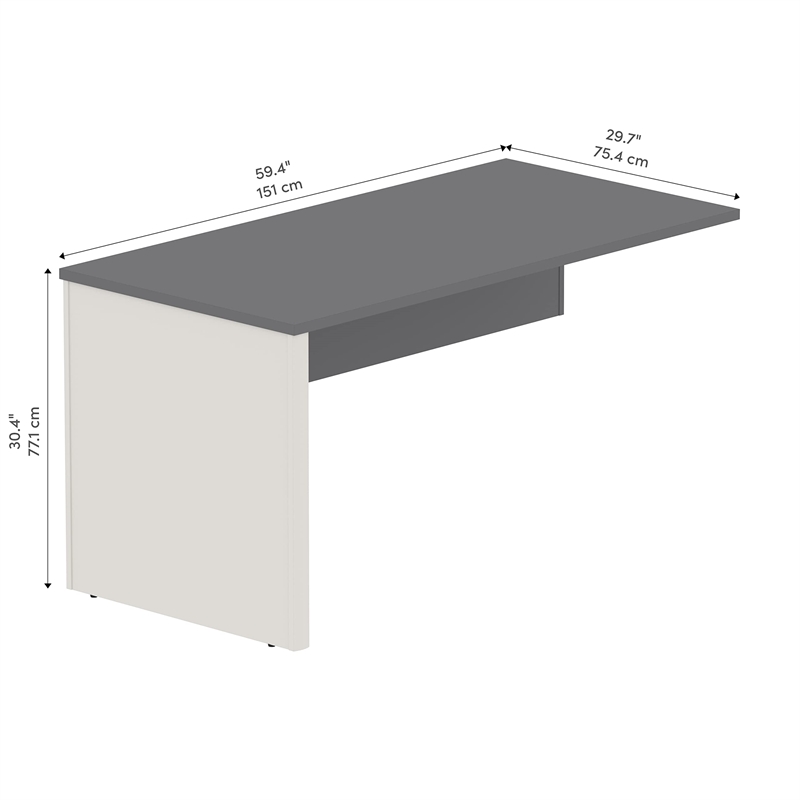 Bestar Connexion Return Table for Computer Desk Set in Slate and Sandstone