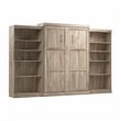 Bestar Pur Queen Murphy Bed with 2 Shelving Units (137W) in Rustic Brown
