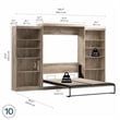 Bestar Pur Queen Murphy Bed with 2 Shelving Units (137W) in Rustic Brown