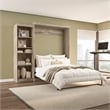 Bestar Pur Queen Murphy Bed with Shelving Unit (90W) in Rustic Brown