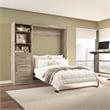 Bestar Pur Full Murphy Bed and Shelving Unit with Drawers (84W) in Rustic Brown
