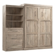 Bestar Pur Queen Murphy Bed and Shelving Unit w/Drawers (101W) in Rustic Brown