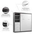 Bestar Nebula Wood Full Murphy Bed and Organizer w/ Drawers in Bark Gray/White