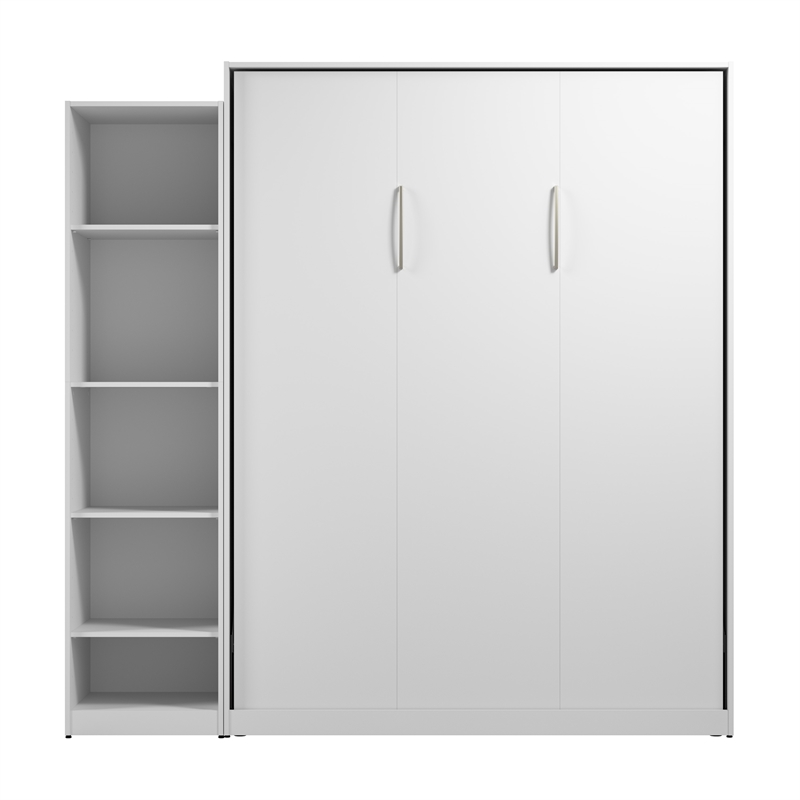 Bestar USA Claremont Wood Queen Murphy Bed with Closet Organizer in White