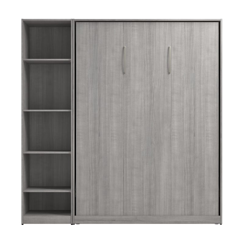 Bestar USA Claremont Wood Full Murphy Bed with Closet Organizer in Gray