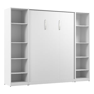 Bestar USA Claremont Wood Full Murphy Bed with Closet Organizers in White