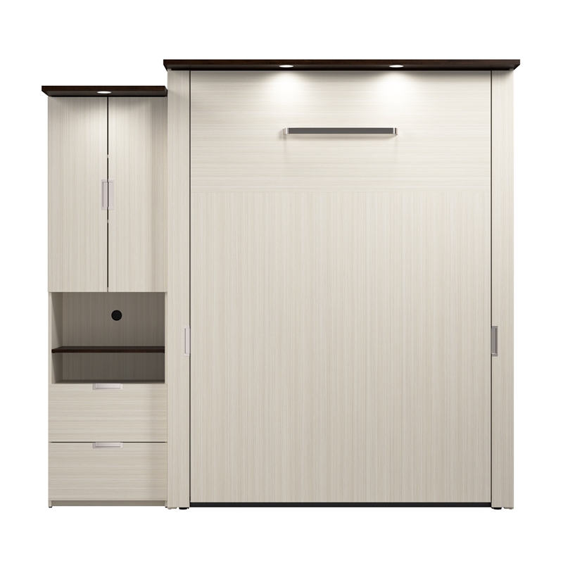 Bestar Lumina Engineered Wood Queen Murphy Bedroom Sets - White Chocolate