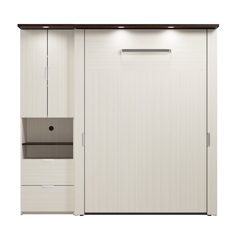 Bestar Lumina Engineered Wood Full Murphy Bedroom Sets in White Chocolate