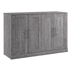 Bestar Pur 69&quot Modern Engineered Wood Full Cabinet Bed w/ Mattress in Bark Gray