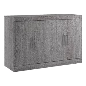Bestar Nebula 69&quot Engineered Wood Full Cabinet Bed with Mattress in Bark Gray