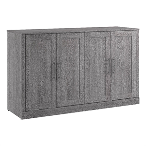 Bestar Pur 75&quot Modern Engineered Wood Queen Cabinet Bed w/ Mattress in Bark Gray