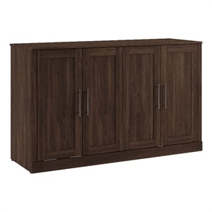 Bestar Pur 75&quot Engineered Wood Queen Cabinet Bed with Mattress in Black Walnut