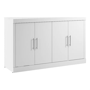 Bestar Nebula 75&quot Engineered Wood Queen Cabinet Bed with Mattress in White