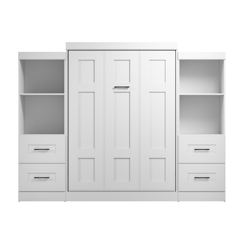 Bestar Edge Full Murphy Bed and Closet Organizers with Drawers (110W) in White