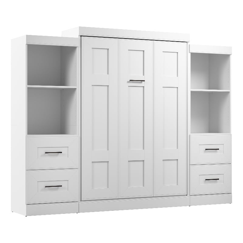 Bestar Edge Full Murphy Bed and Closet Organizers with Drawers (110W) in White