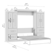 Bestar Edge Full Murphy Bed with Wardrobes (110W) in White