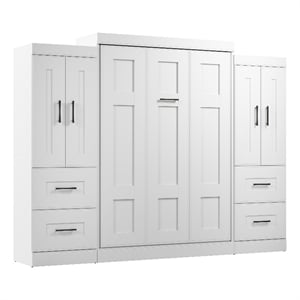 Bestar Edge Full Murphy Bed with Wardrobes (110W) in White