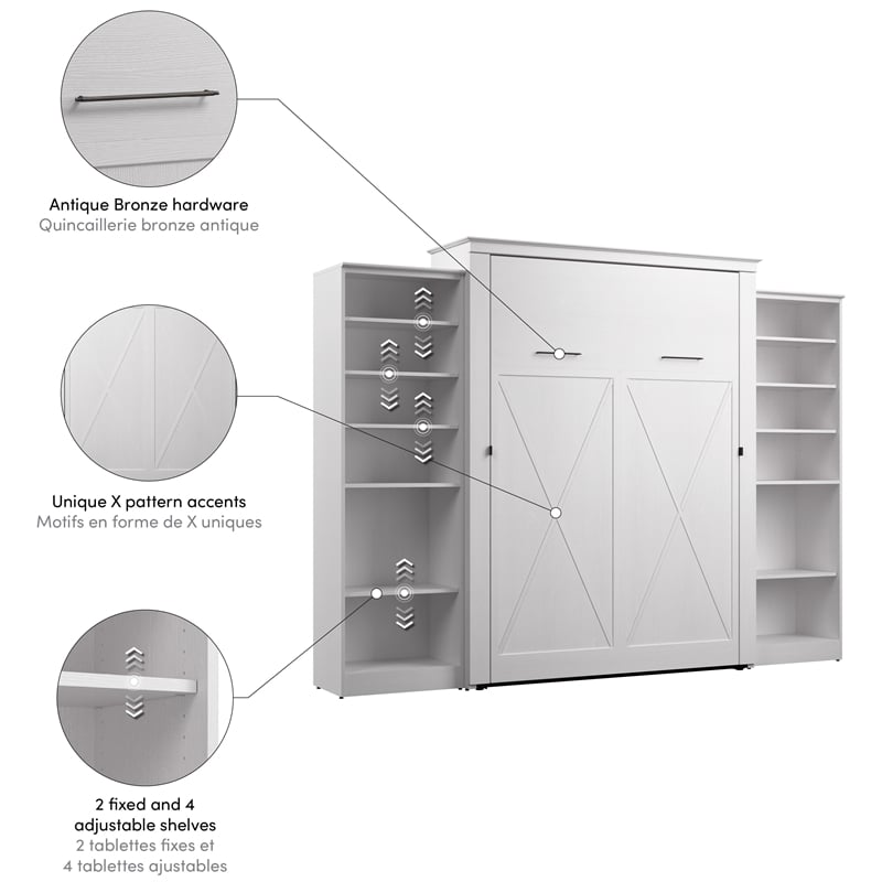 Bestar Key West Queen Murphy Bed with Closet Organizers (119W) - Engineered Wood