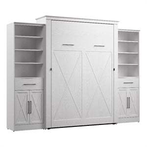 Bestar Key West Queen Murphy Bed and Wardrobes (119W) - Engineered Wood in White