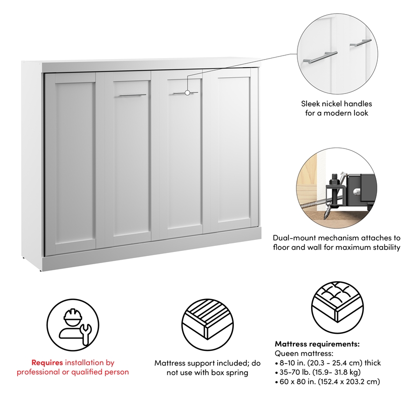 Pur 85W Queen Horizontal Murphy Bed - Engineered Wood