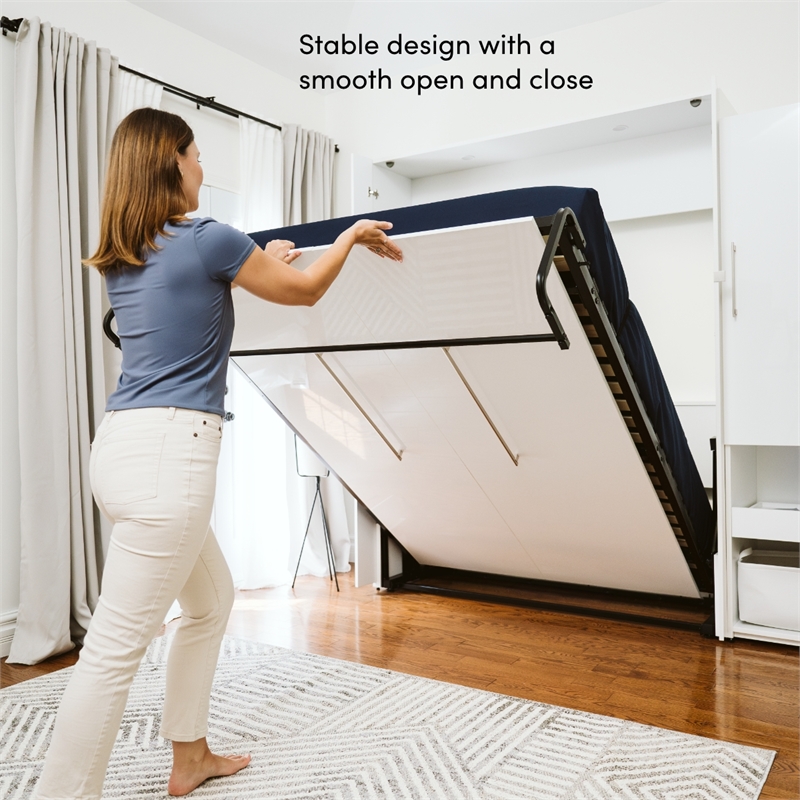Avalon 67W Queen Murphy Bed in High-Gloss White - Engineered Wood