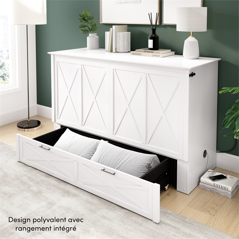 Key West 59W Full Murphy Cabinet Bed with Pullout Drawer - Engineered Wood