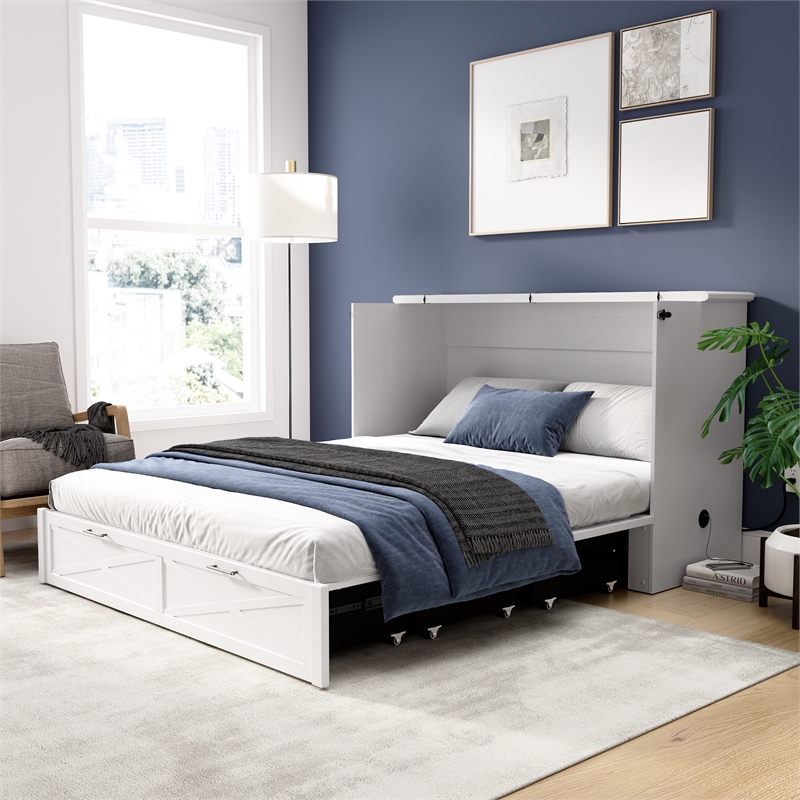 Key West 65W Queen Murphy Cabinet Bed with Drawer Mattress - Engineered Wood
