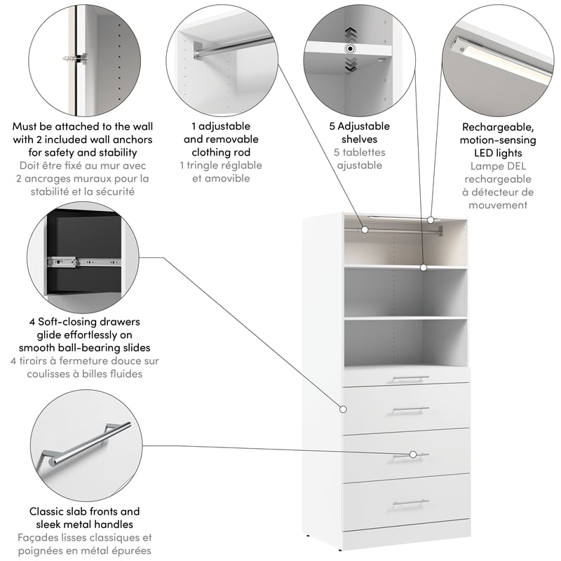 Florence 36W x 25D Closet System with 4 Drawers Slab - Engineered Wood